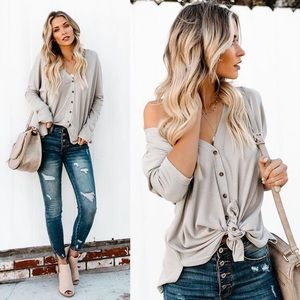 VICI miriam button-down knit top, waffle knit